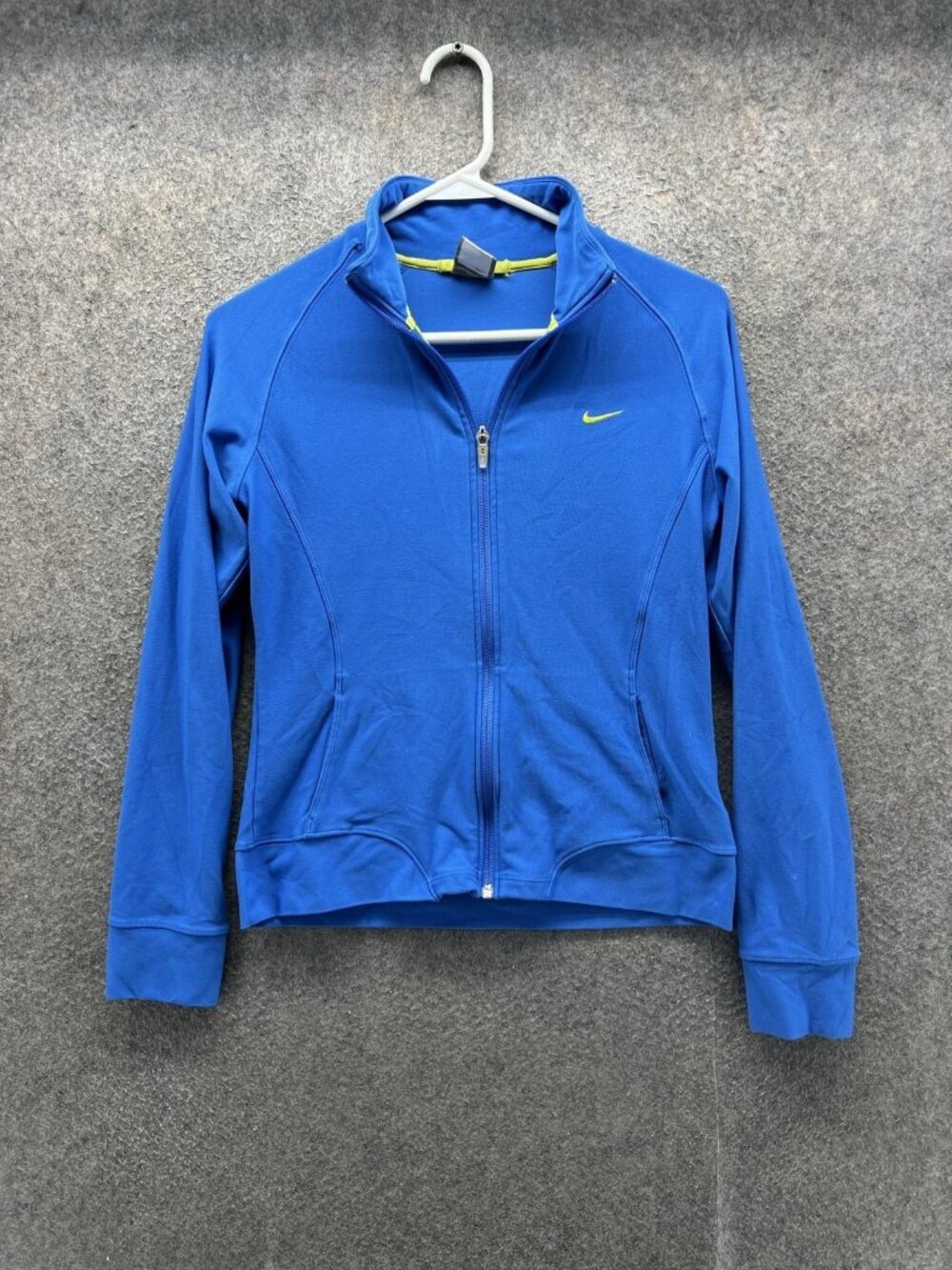 Nike Fit Dry Jacket Womens Small Blue Full Zip Track Running Training Top